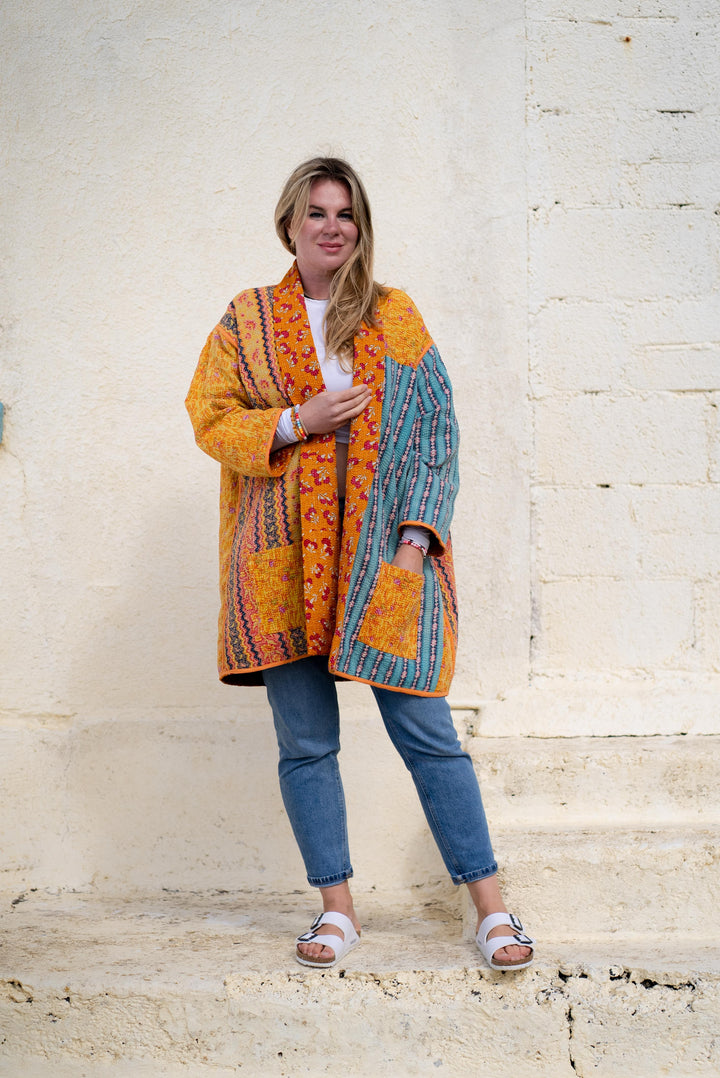 Marigold vintage kantha jacket