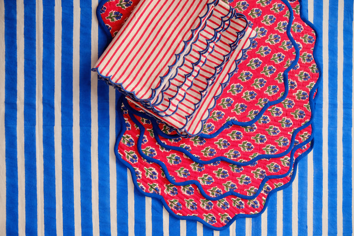 Lalityam Scalopped Blockprint Place Mats (set of 4)