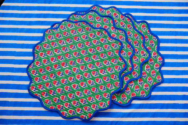 Lalityam Scalopped Blockprint Place Mats (set of 4)