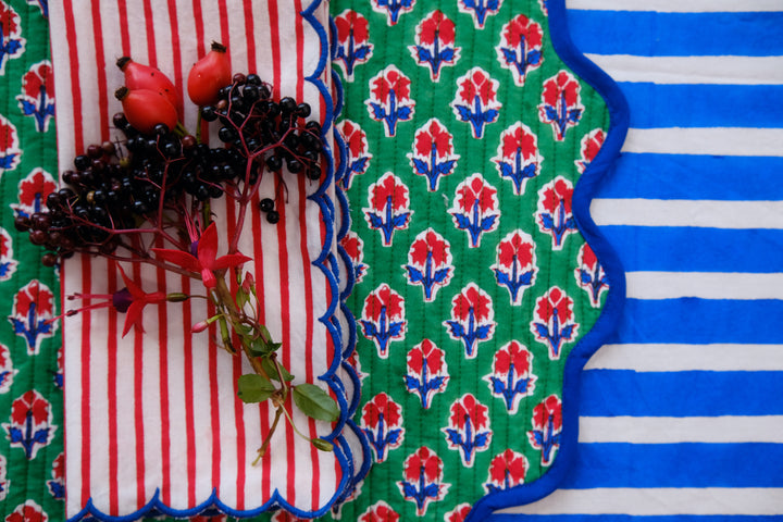 Lalityam Scalopped Blockprint Place Mats (set of 4)