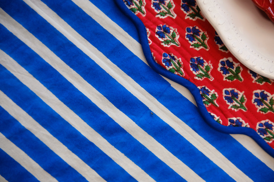 Lalityam Bold Stripe Blockprinted Table Cloth