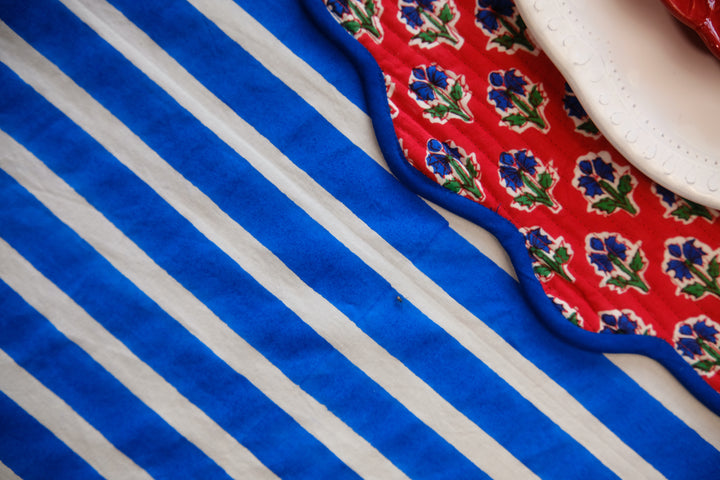 Lalityam Bold Stripe Blockprinted Table Cloth