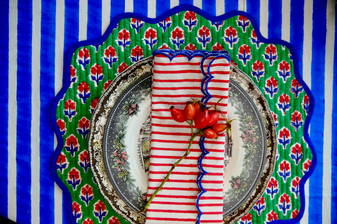 Lalityam Scalopped Blockprint Place Mats (set of 4)