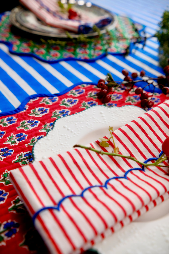 Lalityam Bold Stripe Blockprinted Table Cloth