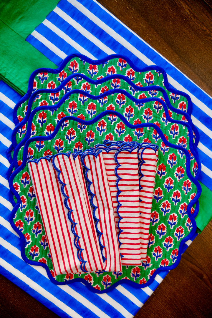 Lalityam Scalopped Blockprint Napkins (set of 4)