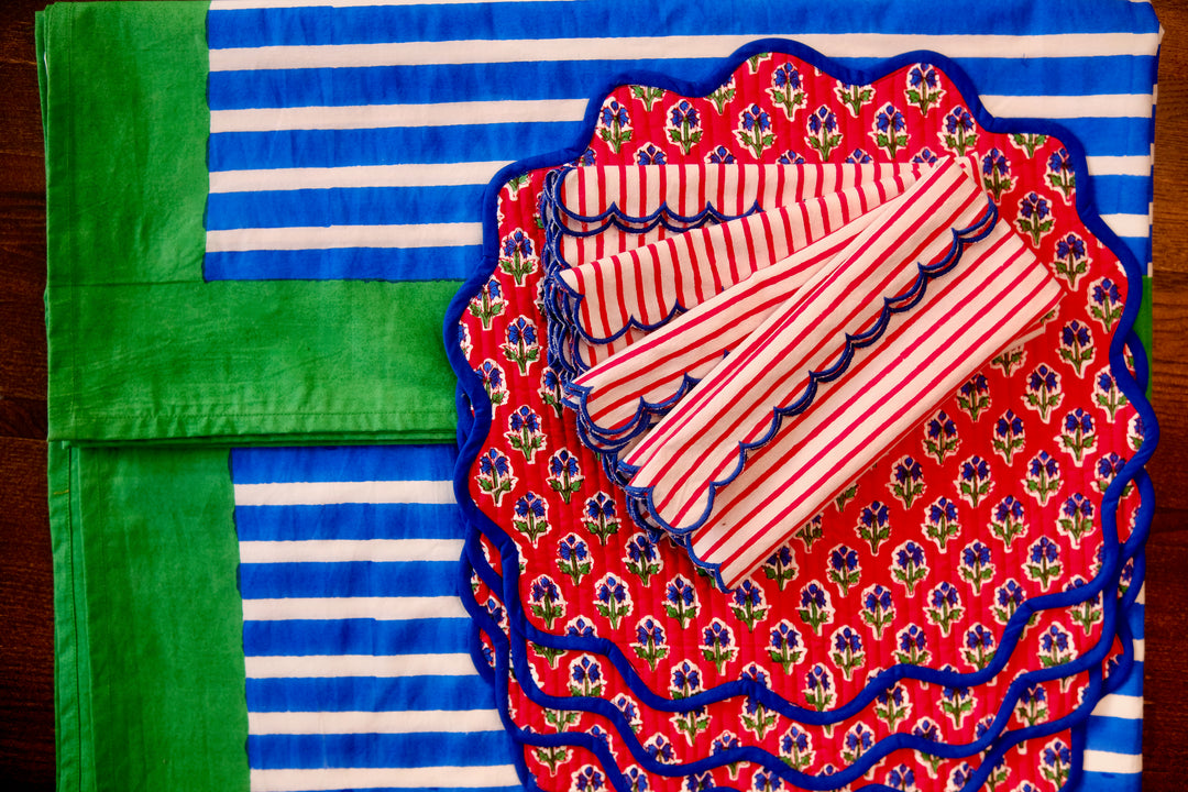 Lalityam Bold Stripe Blockprinted Table Cloth