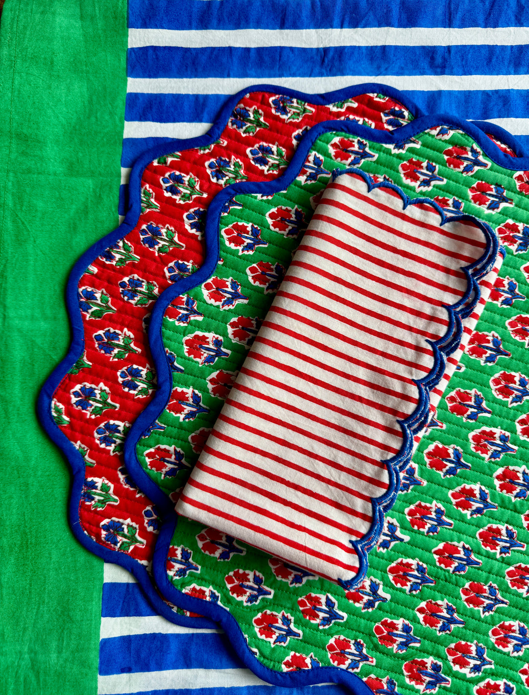 Lalityam Bold Stripe Blockprinted Table Cloth