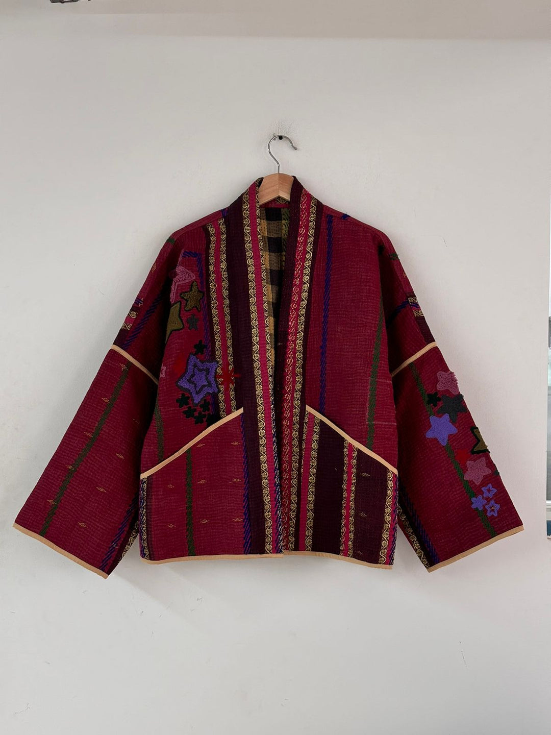Leela Vintage Kantha Jacket Red